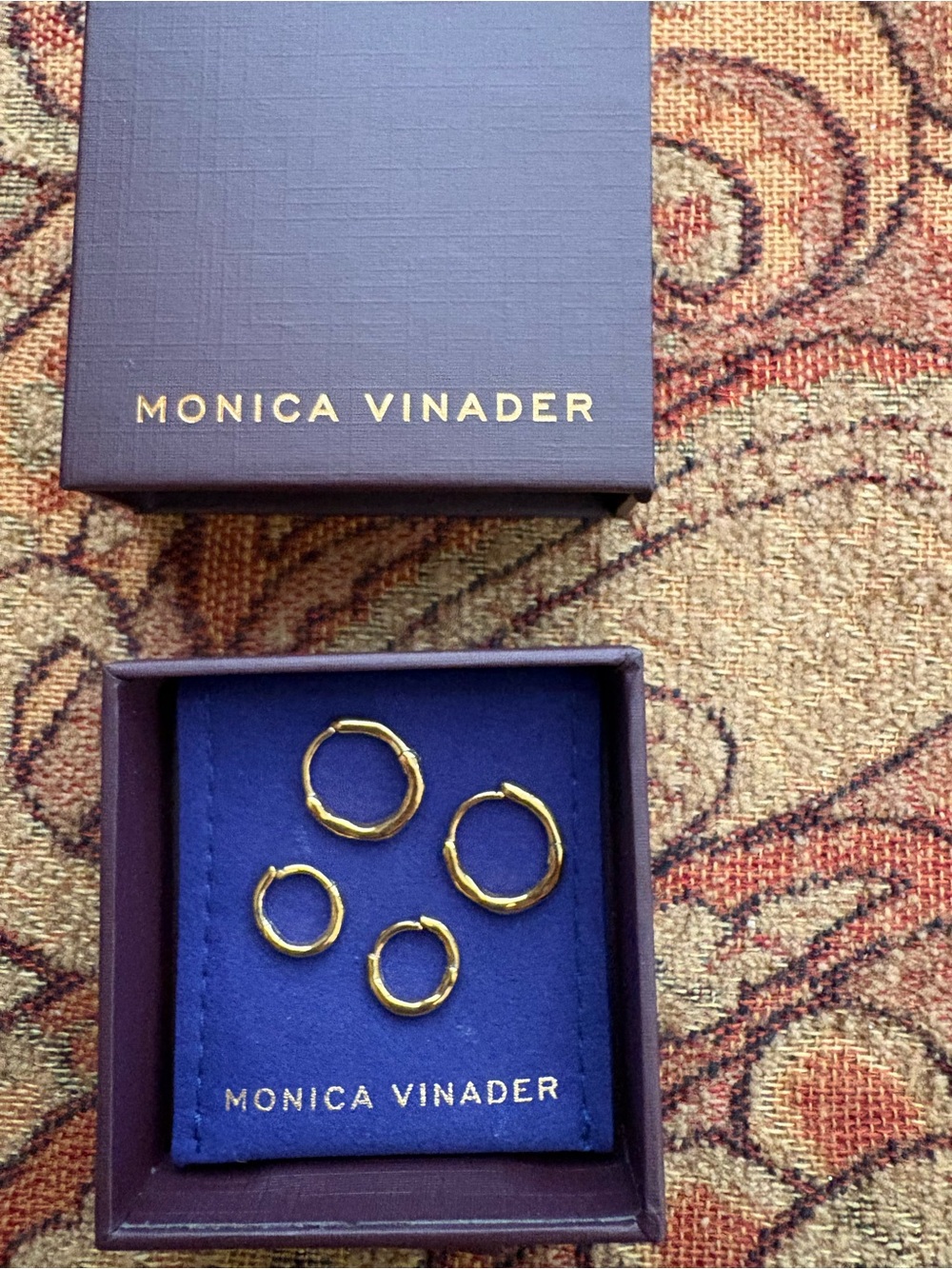 Monica Vinader Siren Muse Huggie & Mini Huggie 18ct Gold Vermeil Set-Box & Pouch